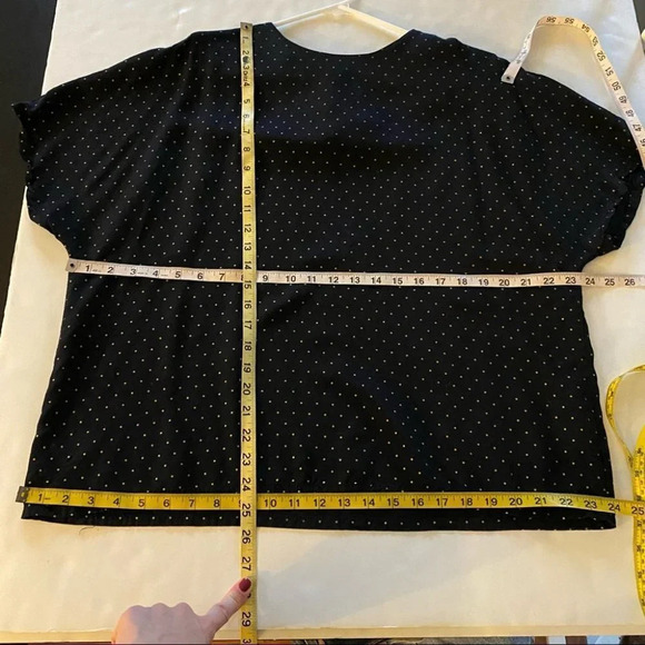 Vintage 90s Blouse Black Gold Polka Dot Womens Plus Size 2X 2XL Short Sleeve - Picture 10 of 11